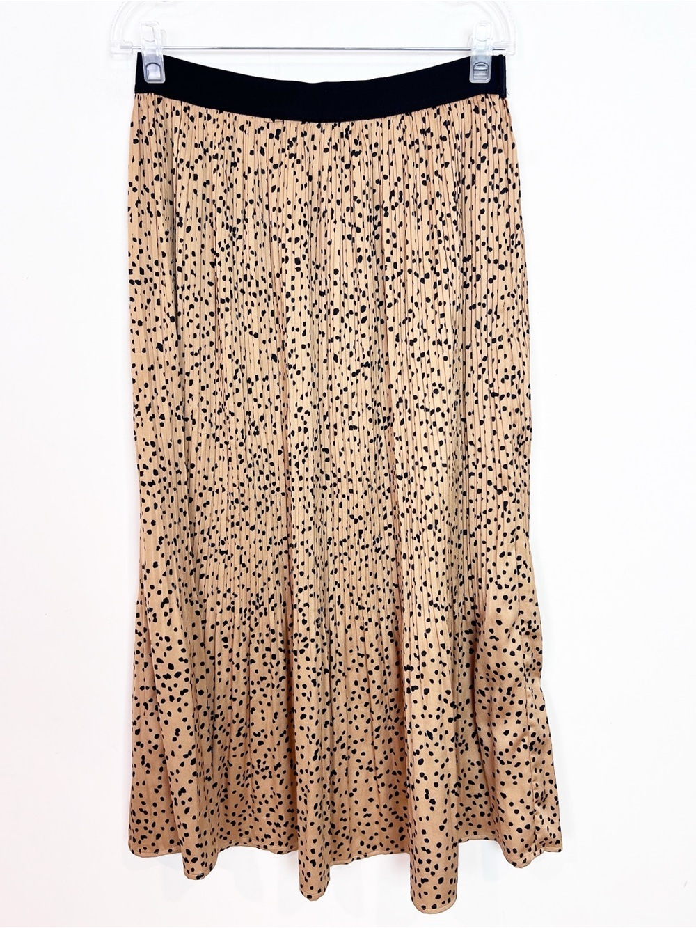 CODE X MODE BROWN BLACK DOT PATTERN ELASTIC WAIST MIDI SKIRT WOMENS LARGE